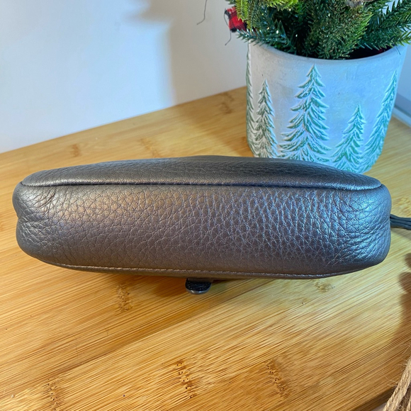 Talbots Wristlet Bag Purse Pebbled Real Leather Pewter Gray Pockets 8" X 4" X 2" - Picture 4 of 9